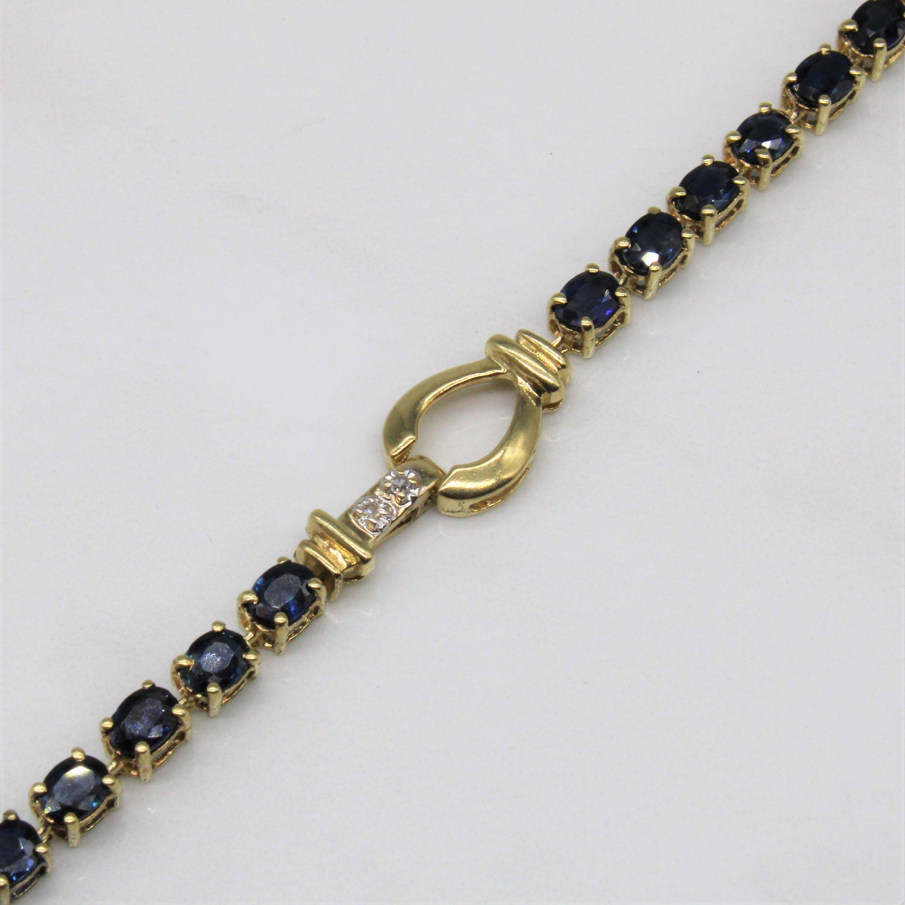 Sapphire & Diamond Link Bracelet | 4.50ctw, 0.03ctw | 7" |