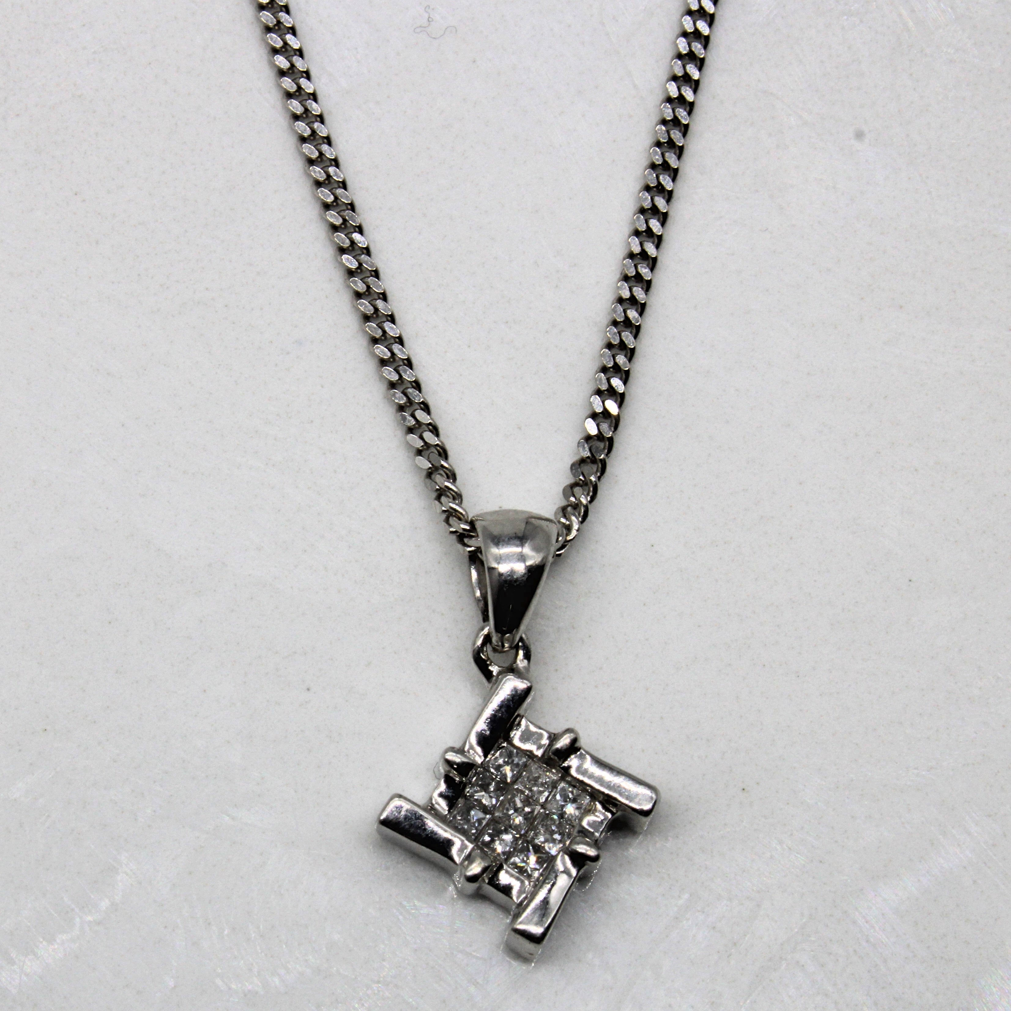 Twisted Diamond Grid Cluster Necklace | 0.13ctw | 18" |