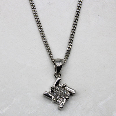 Twisted Diamond Grid Cluster Necklace | 0.13ctw | 18