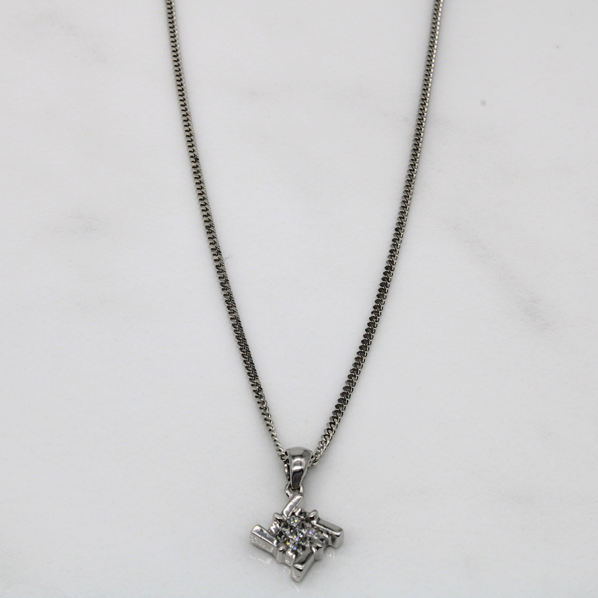 Twisted Diamond Grid Cluster Necklace | 0.13ctw | 18