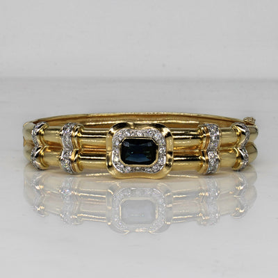 Step Cut Sapphire & Diamond Cuff Bracelet | 2.70ct, 1.00ctw |