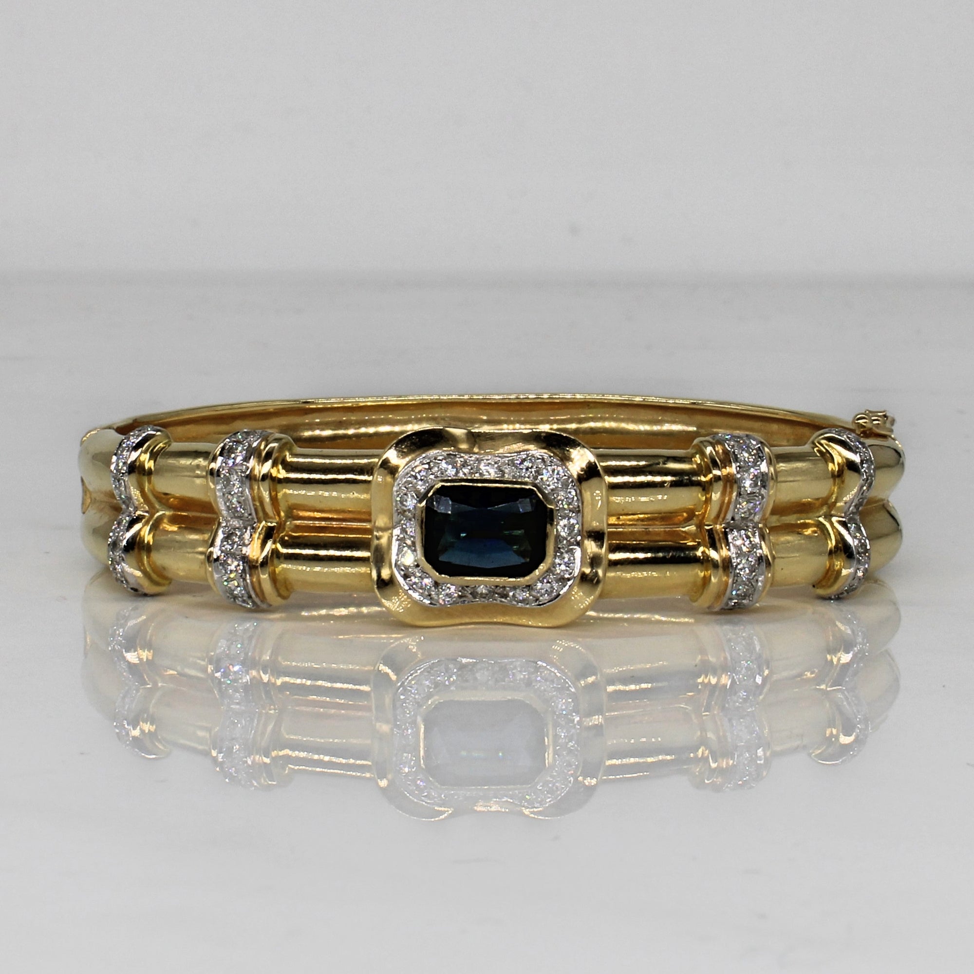Step Cut Sapphire & Diamond Cuff Bracelet | 2.70ct, 1.00ctw |