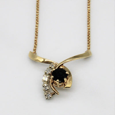 Sapphire & Diamond Criss Cross Necklace | 0.42ct, 0.05ctw | 15