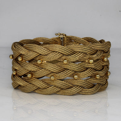 Vintage Italian Yellow Gold Braided Bracelet | 7.5