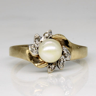 Pearl & Diamond Bypass Ring | 0.03ctw | SZ 6.75 |