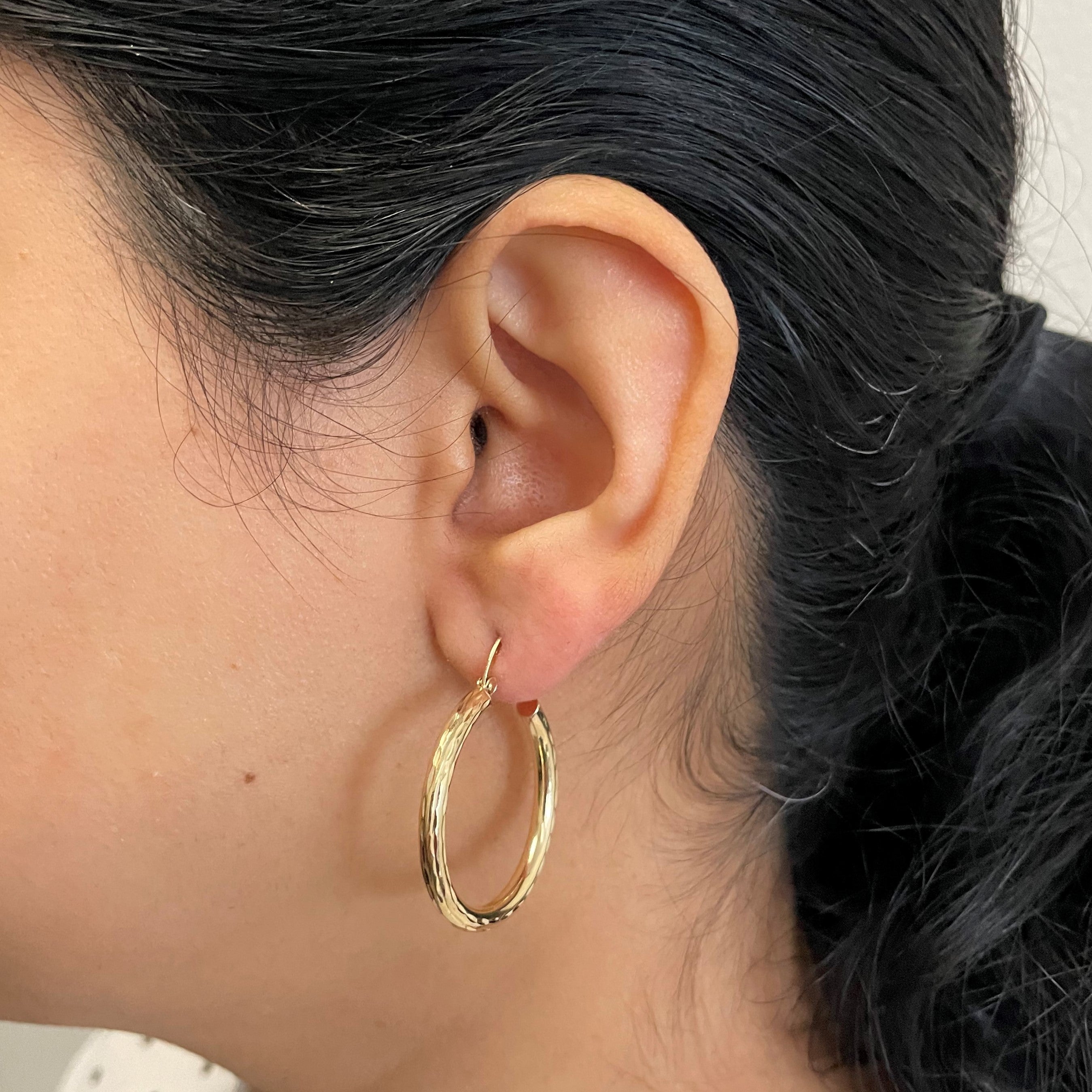 Textured Gold Hoop Earrings |