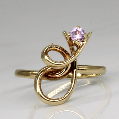 Synthetic Pink Sapphire Ornate Ring | 0.10ct | SZ 4.75 |