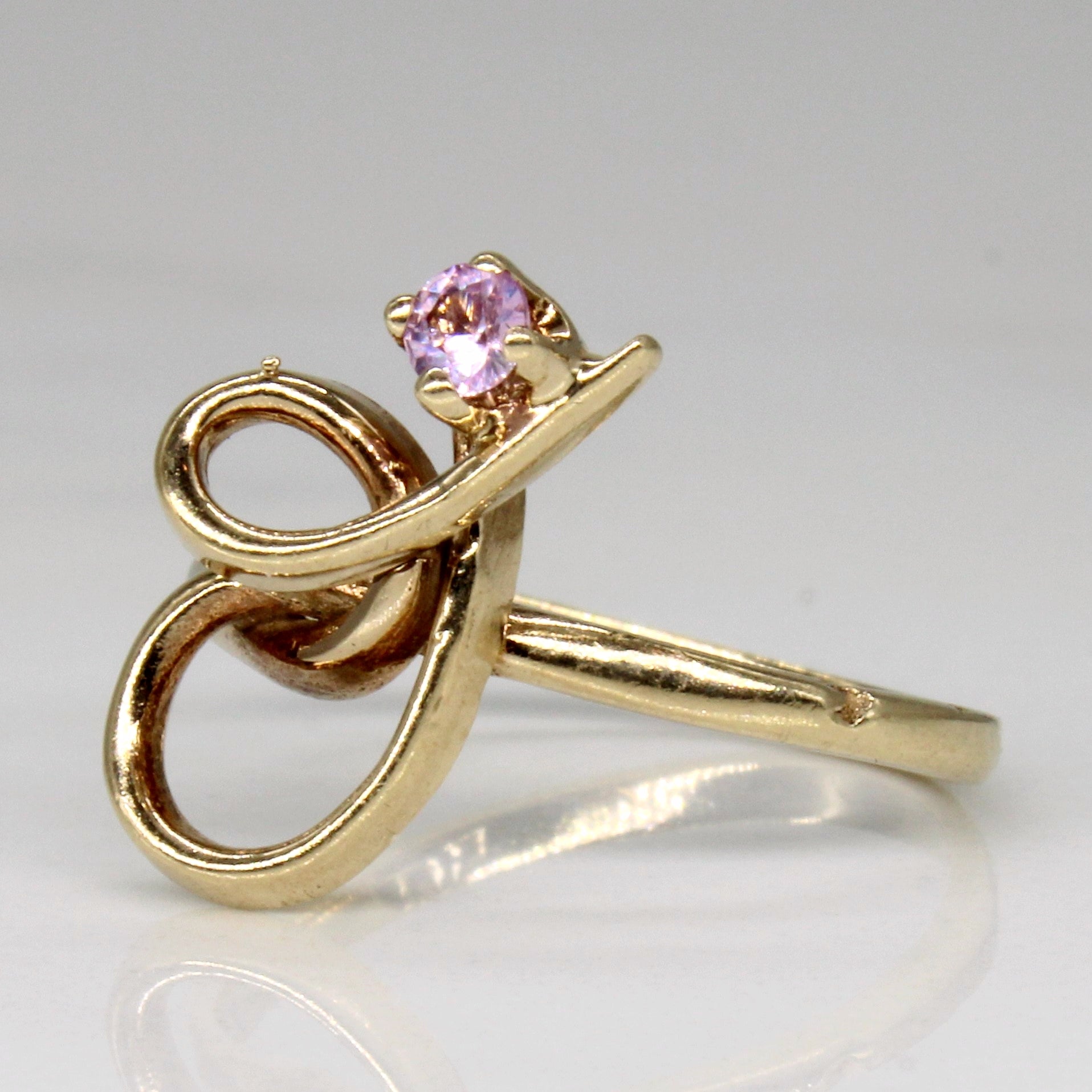 Synthetic Pink Sapphire Ornate Ring | 0.10ct | SZ 4.75 |