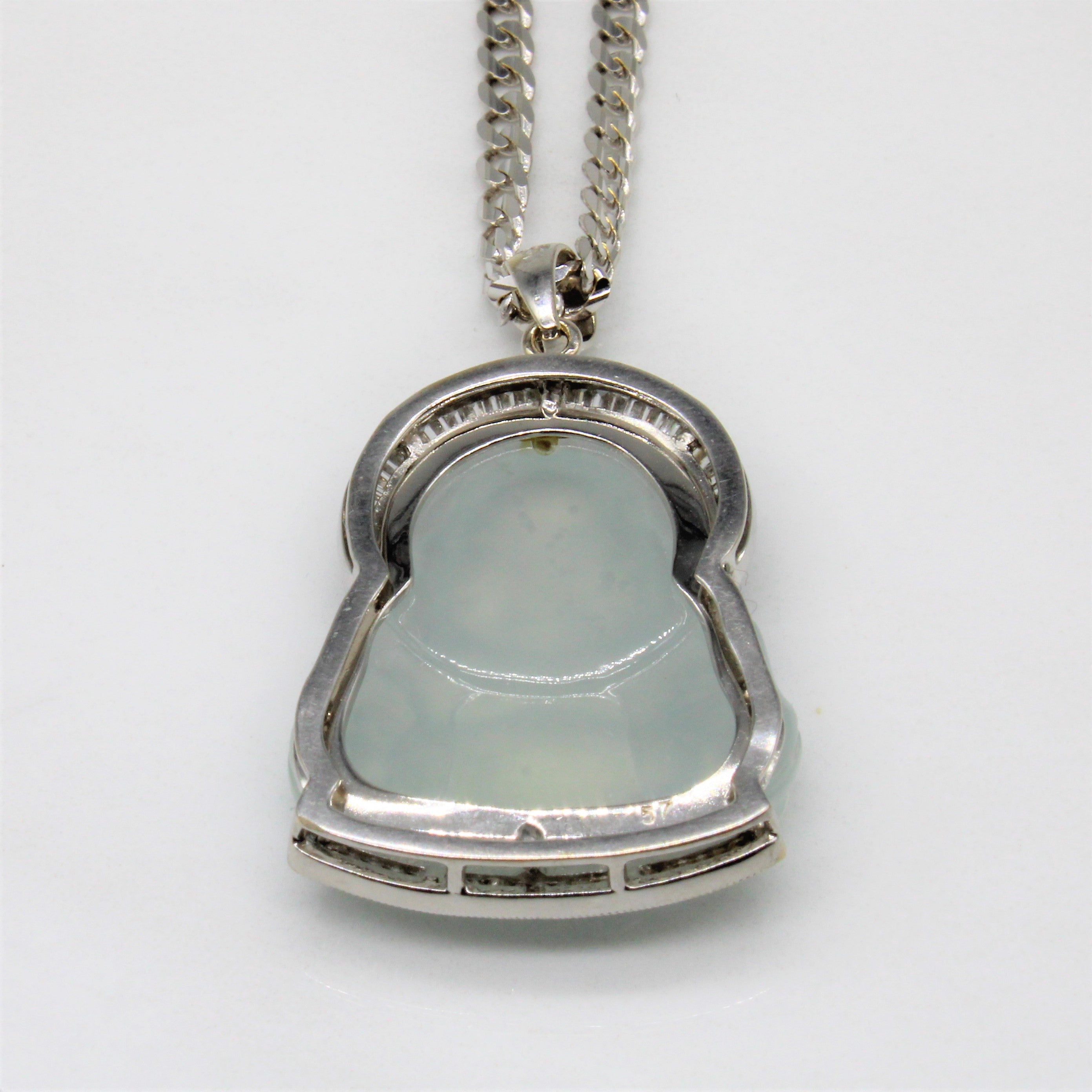 Icy Jadeite Buddha Necklace | 20.00ct, 0.57ctw | 24" |