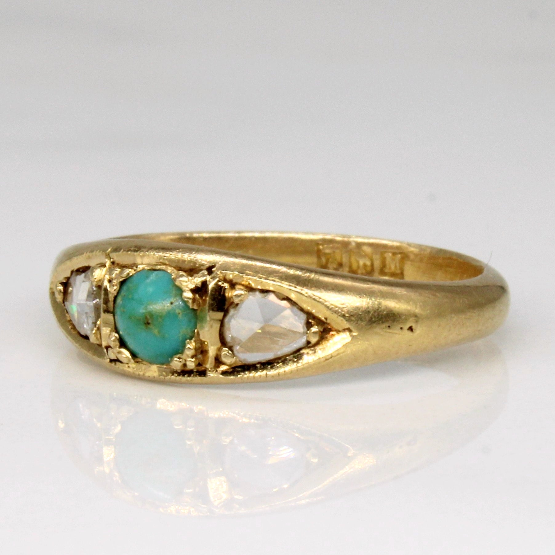 1936 Egyptian Diamond & Turquoise Ring | 0.14ctw, 0.13ct | SZ 4.25 |