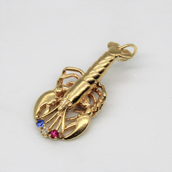 Diamond, Ruby & Sapphire Lobster Pendant | 0.03ct, 0.04ct, 0.04ct |