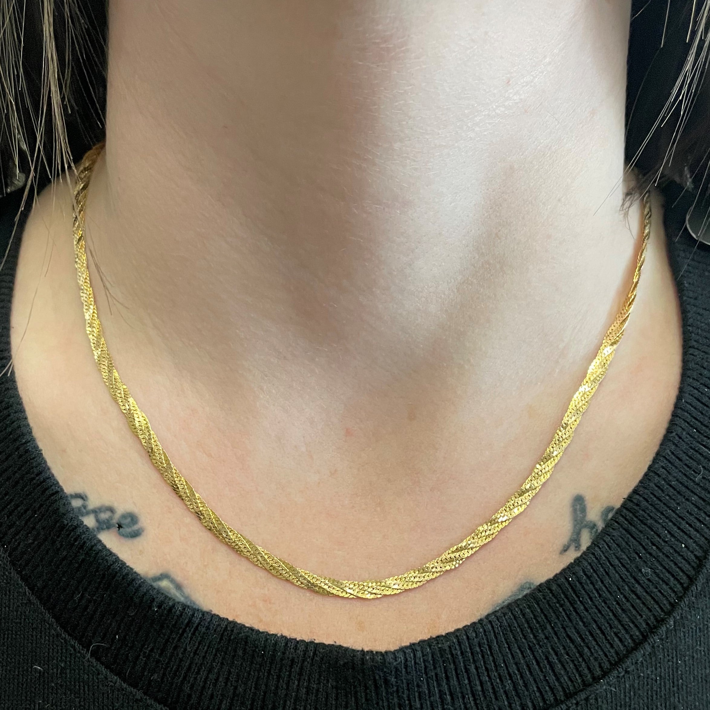 14k Gold Braided Necklace | 18" |