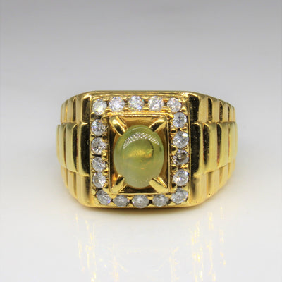 Cabochon Chrysoberyl & Diamond Ring | 1.20ct, 0.45ctw | SZ 8 |