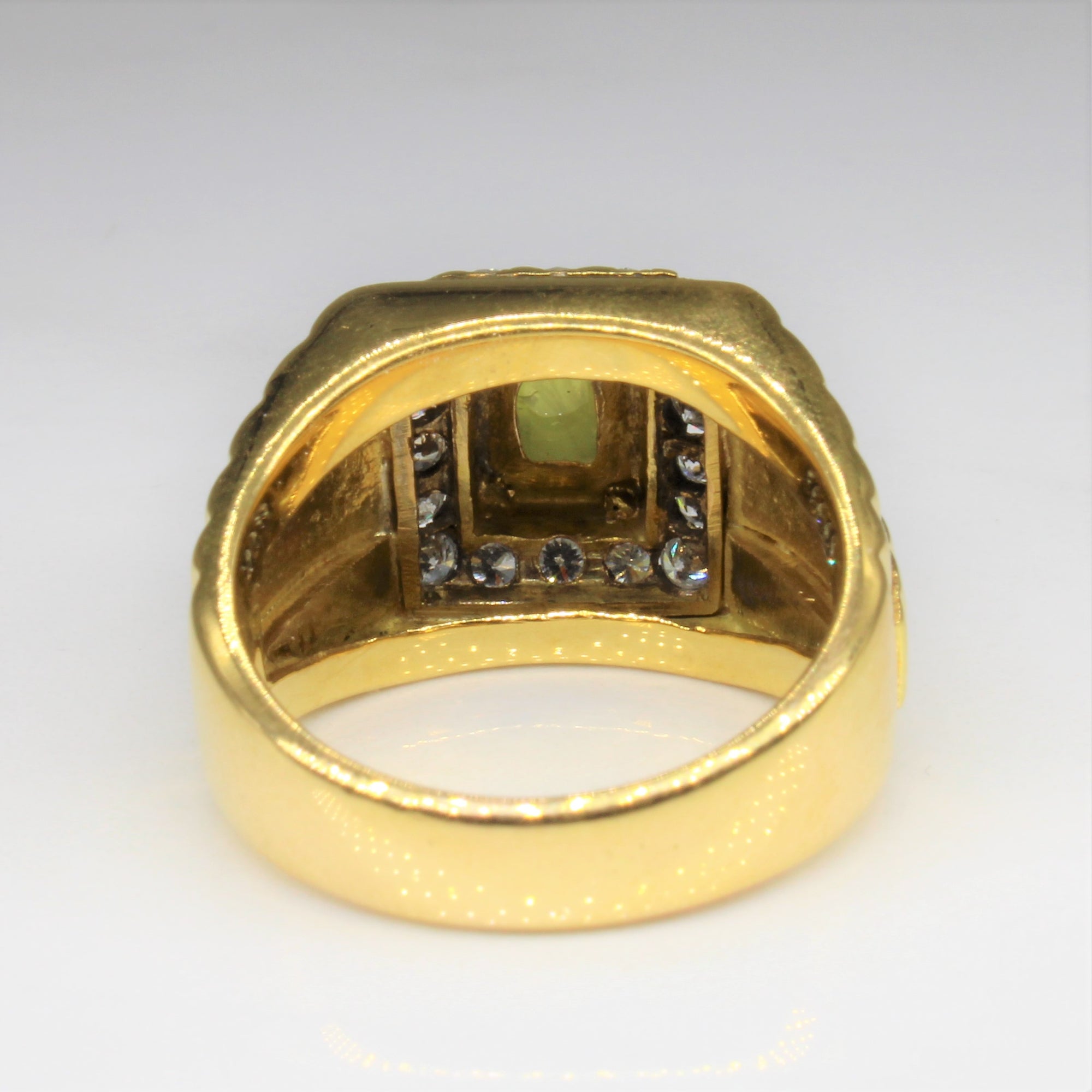 Cabochon Chrysoberyl & Diamond Ring | 1.20ct, 0.45ctw | SZ 8 |