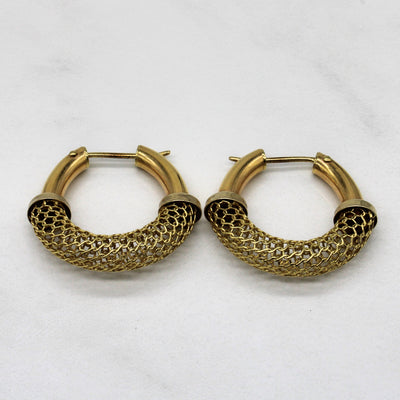 Yellow Gold Lattice Hoop Earrings |