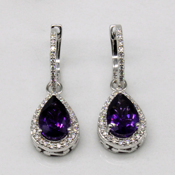Amethyst & Diamond Drop Earrings | 2.00ctw, 0.20ctw |