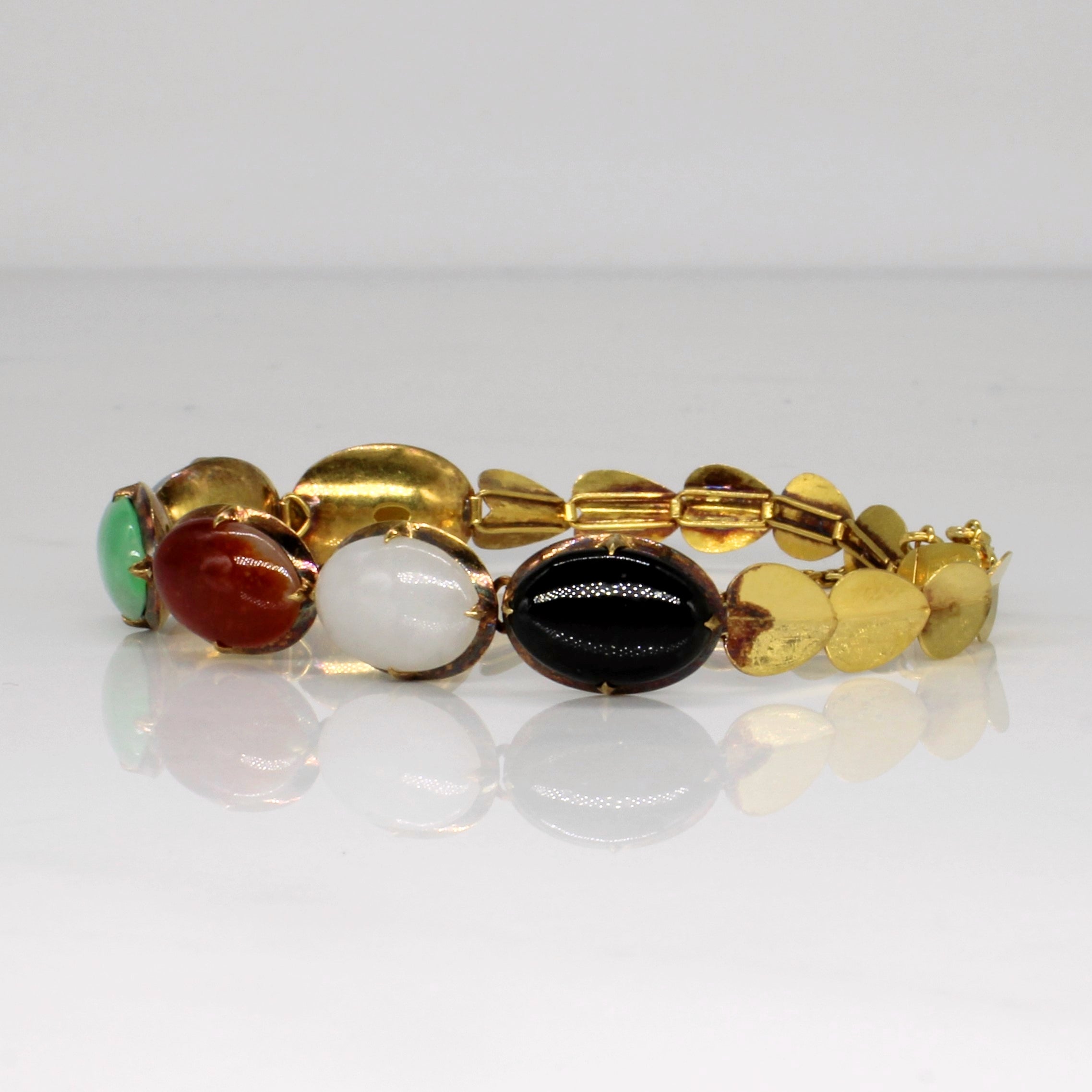 Cabochon Multi Colour Jade Bracelet | 12.00ctw | 6" |