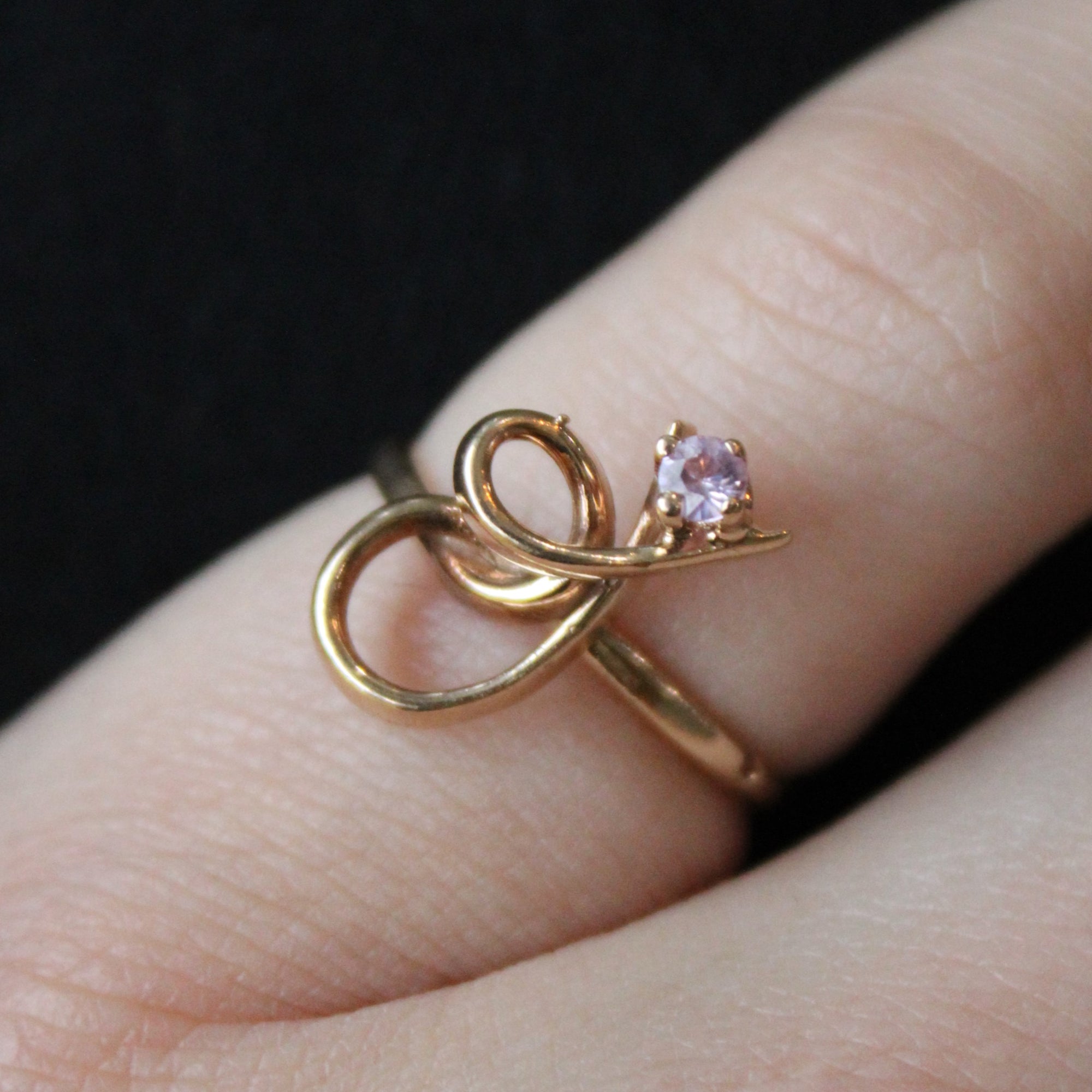 Synthetic Pink Sapphire Ornate Ring | 0.10ct | SZ 4.75 |