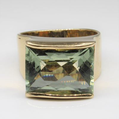 Checker Cut Green Amethyst Ring | 11.50ct | SZ 9.5 |