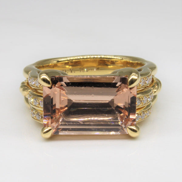 'David Yurman' Morganite & Diamond Tides Ring | 4.50ct, 0.15ctw | SZ 7 |