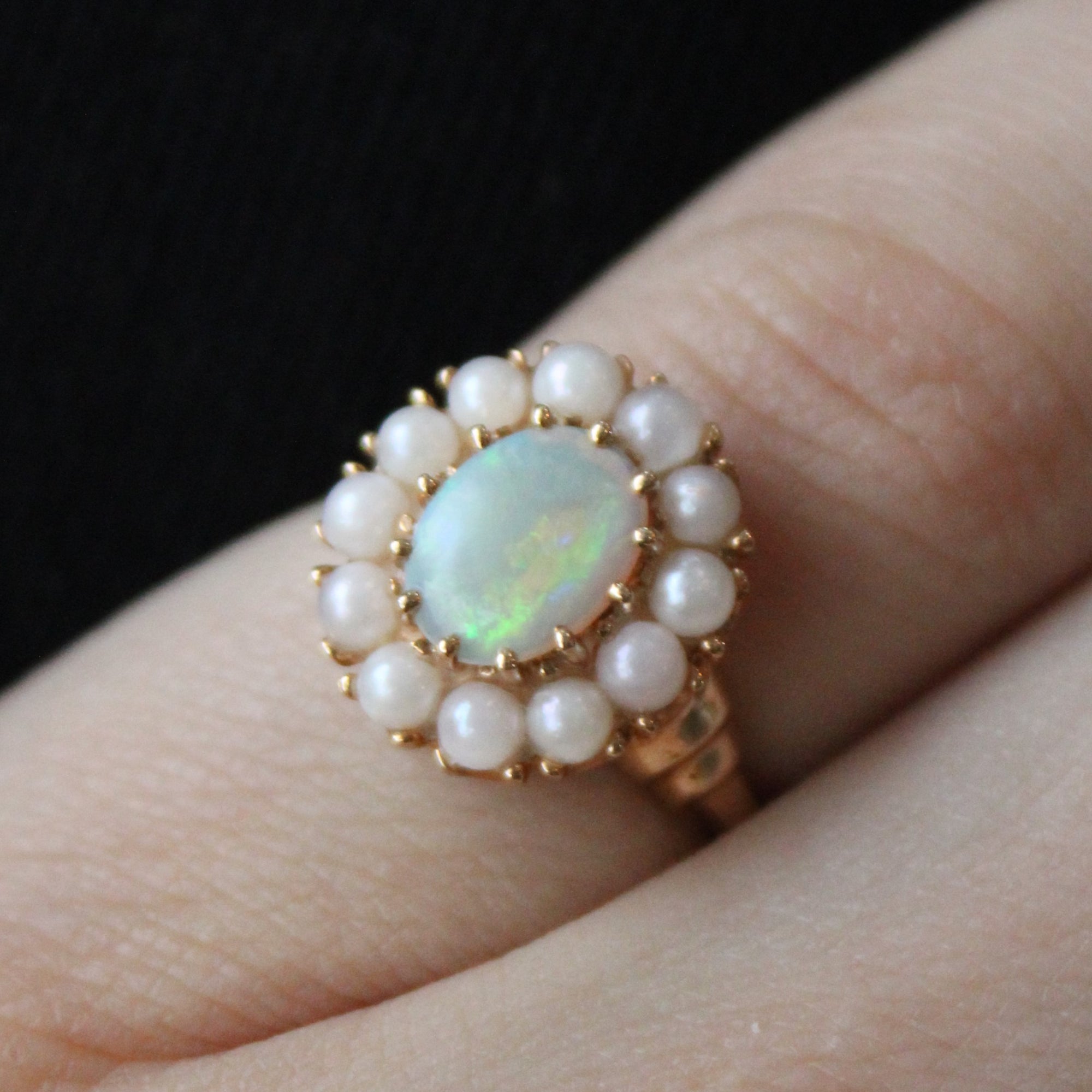 Opal & Pearl Cocktail Ring | 0.53ct | SZ 4.5 |