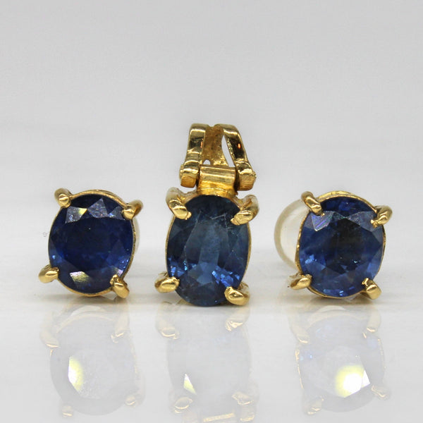 Solitaire Oval Sapphire Earrings & Pendant Set | 2.25ctw |