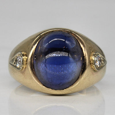 Synthetic Star Sapphire Cabochon & Diamond Ring | 11.10ct, 0.22ctw | SZ 11.25 |