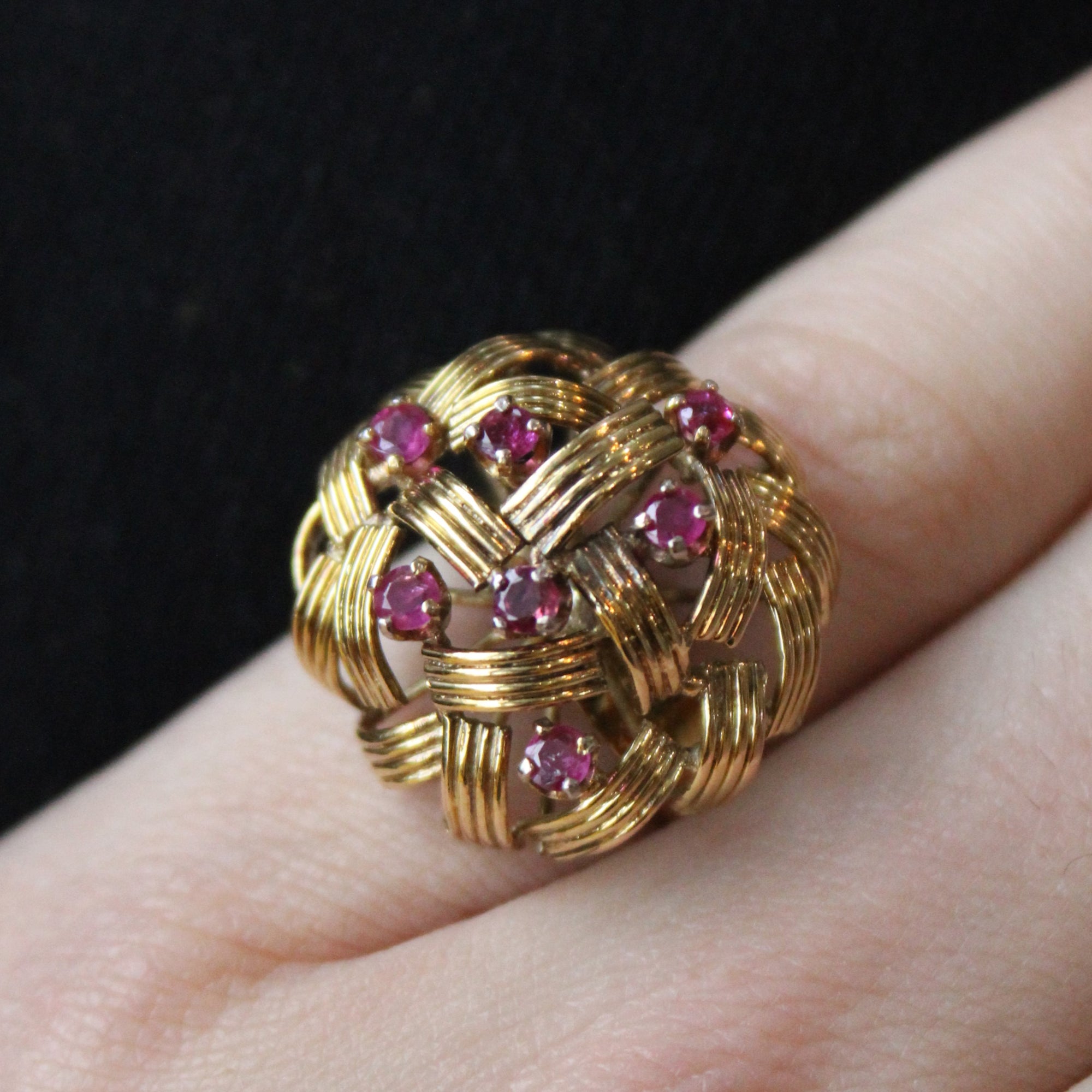 Braided Ruby Cocktail Ring | 0.45ctw | SZ 6.75 |