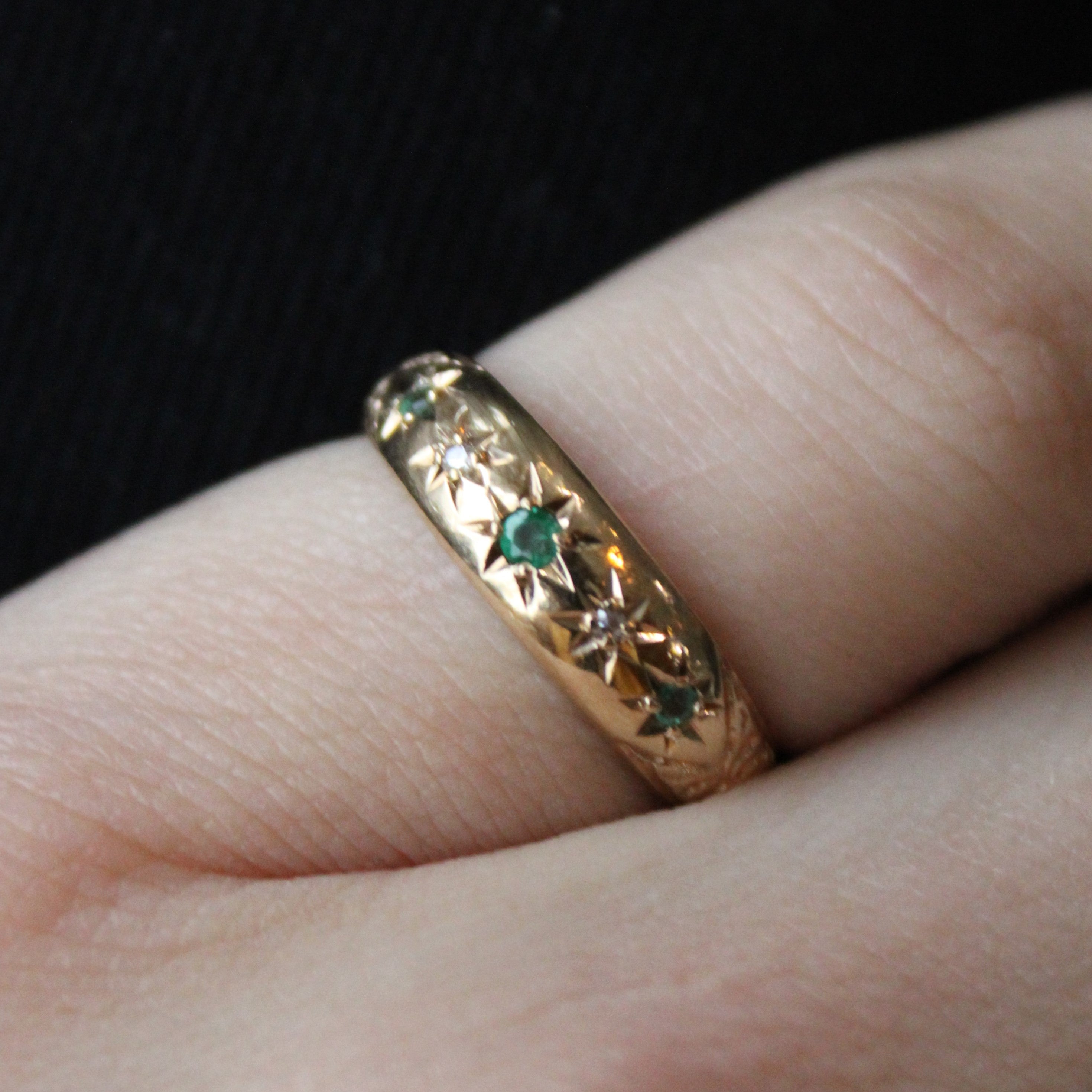 Emerald & Diamond Ornate Ring | 0.08ctw, 0.02ctw | SZ 5.75 |