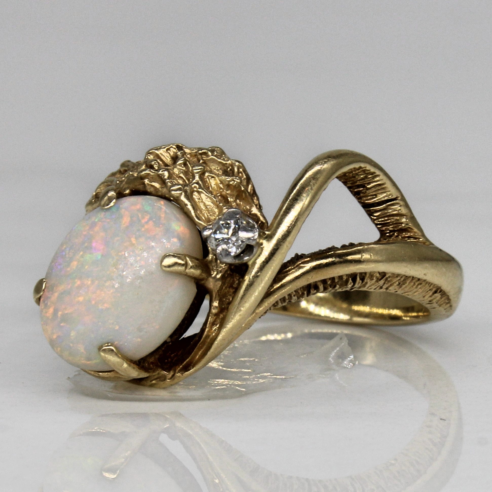 Abstract Opal & Diamond Cocktail Ring | 1.10ct, 0.03ctw | SZ 6.5 |