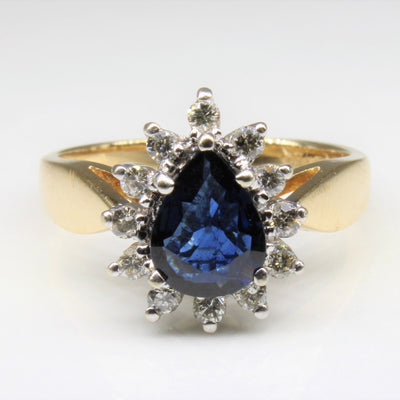 Pear Cut Sapphire & Diamond Cocktail Ring | 0.80ct, 0.18ctw | SZ 5.75 |