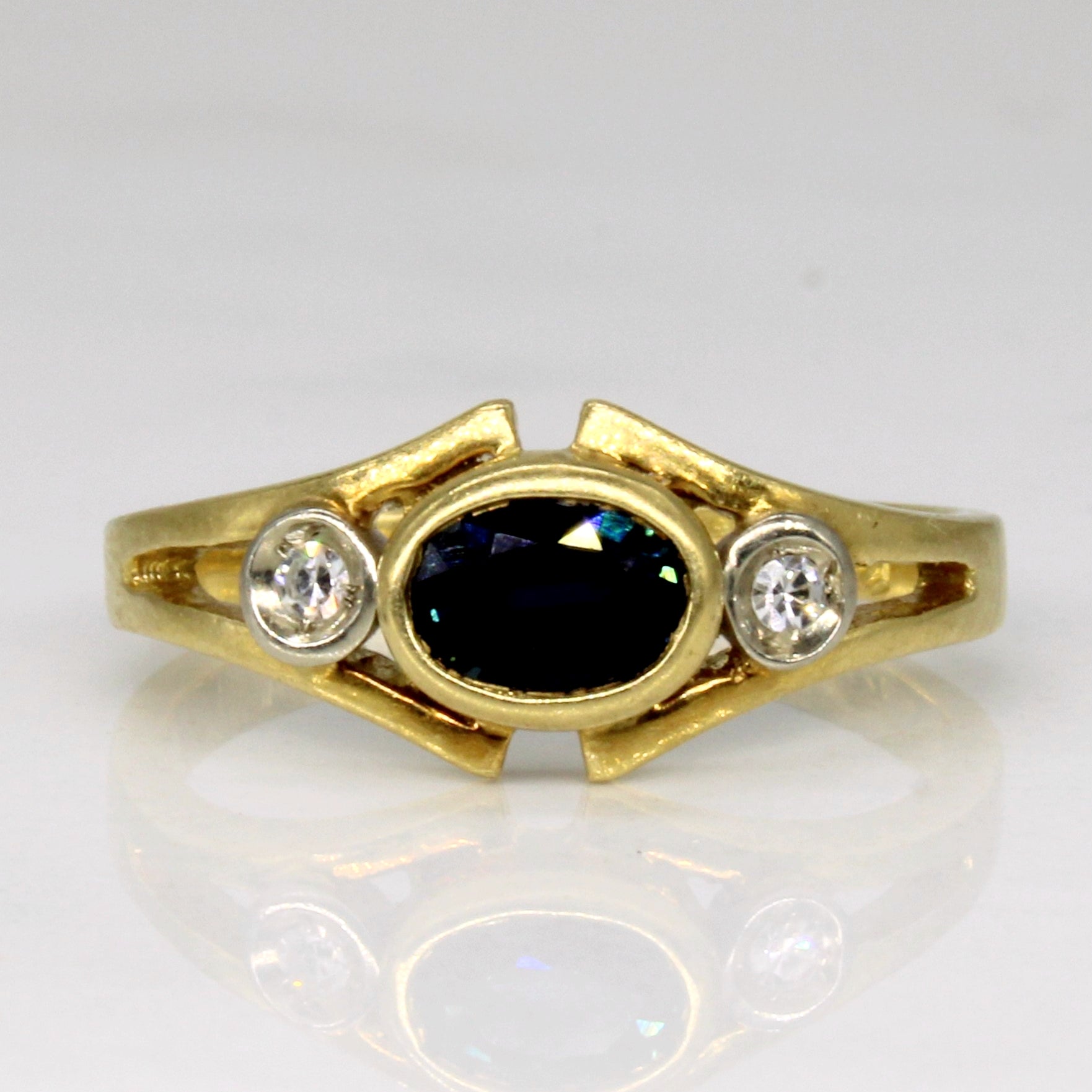 Split Shank Sapphire & Diamond Ring | 0.45ct, 0.02ctw | SZ 4.25 |