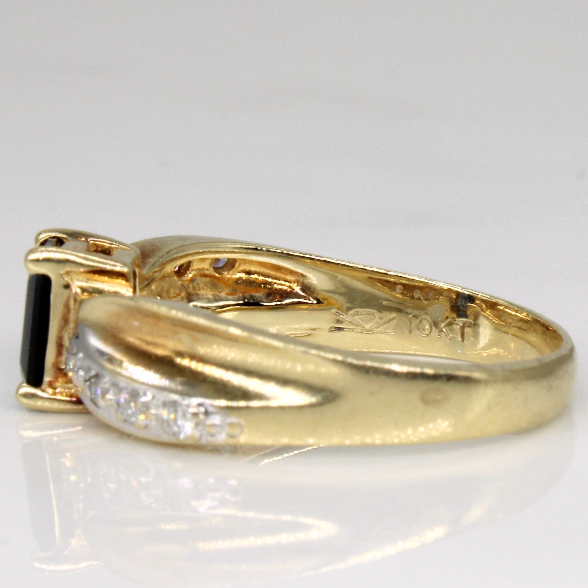 Emerald Cut Sapphire & Diamond Ring | 0.29ct, 0.08ctw | SZ 6.5 |