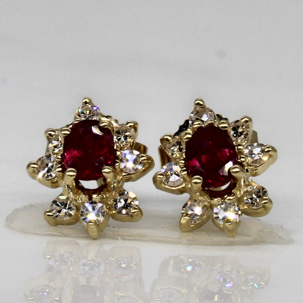 Ruby & Diamond Stud Earrings | 0.36ctw, 0.32ctw |
