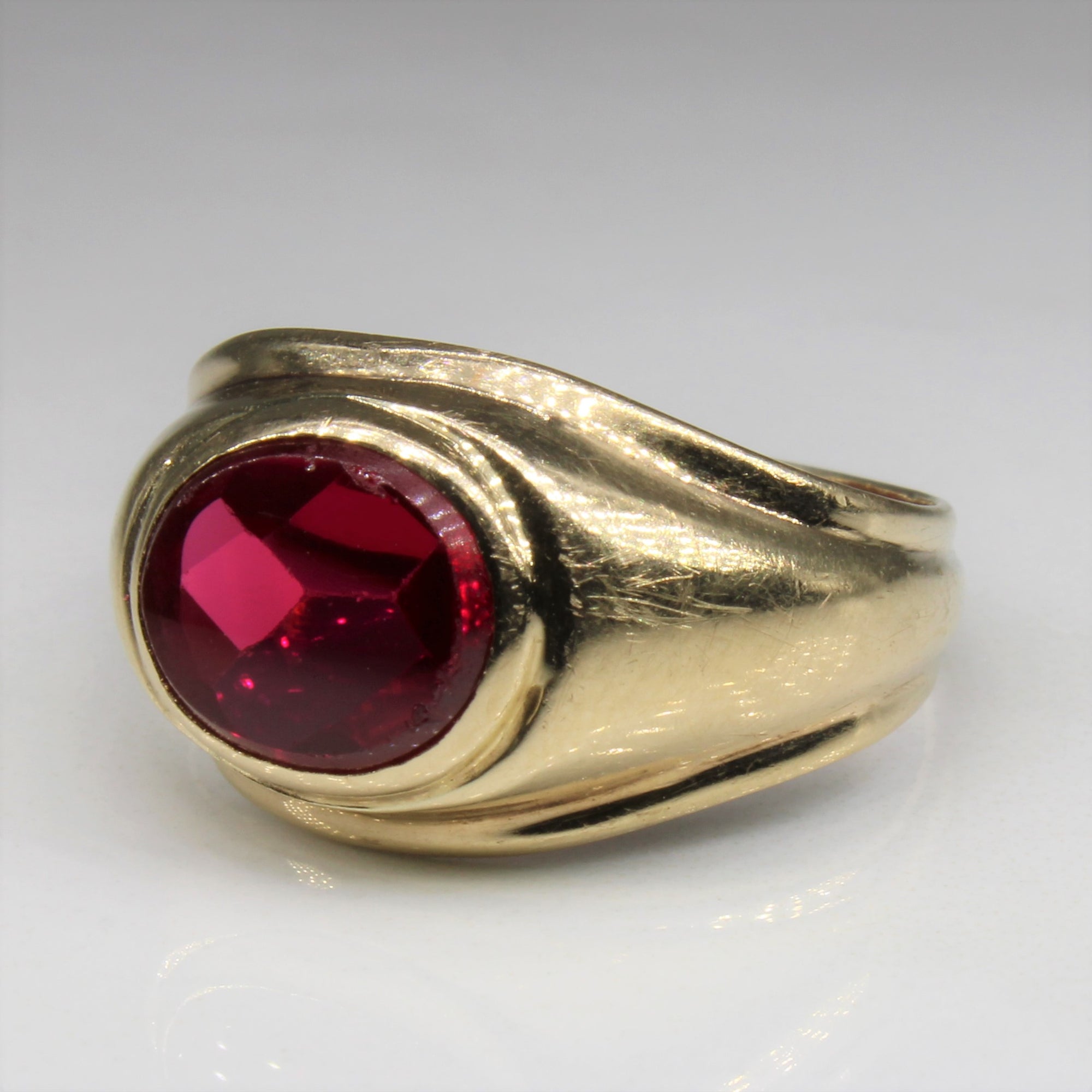 Gypsy Set Synthetic Ruby Ring | 1.25ct | SZ 7 |