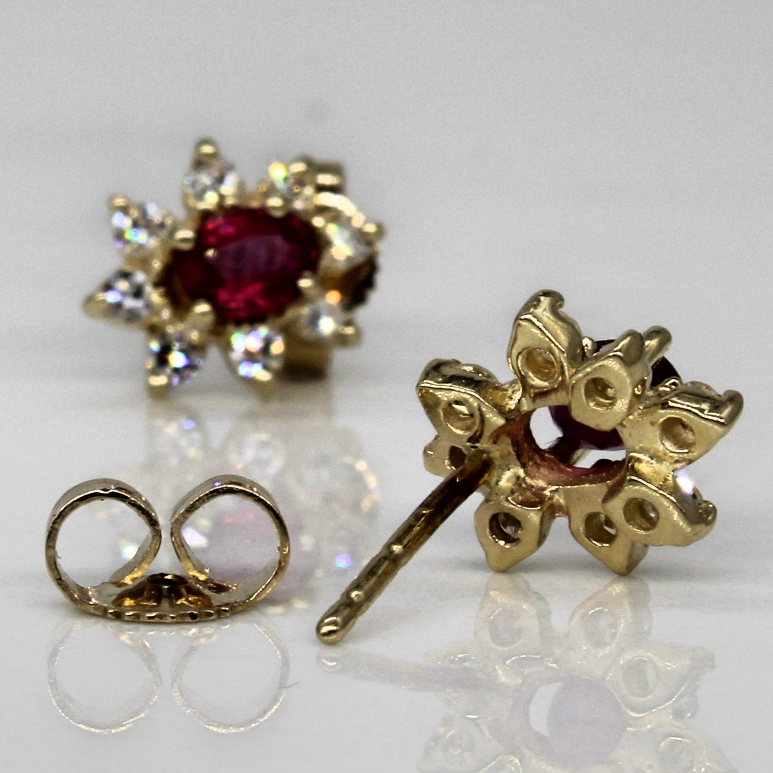 Ruby & Diamond Stud Earrings | 0.36ctw, 0.32ctw |