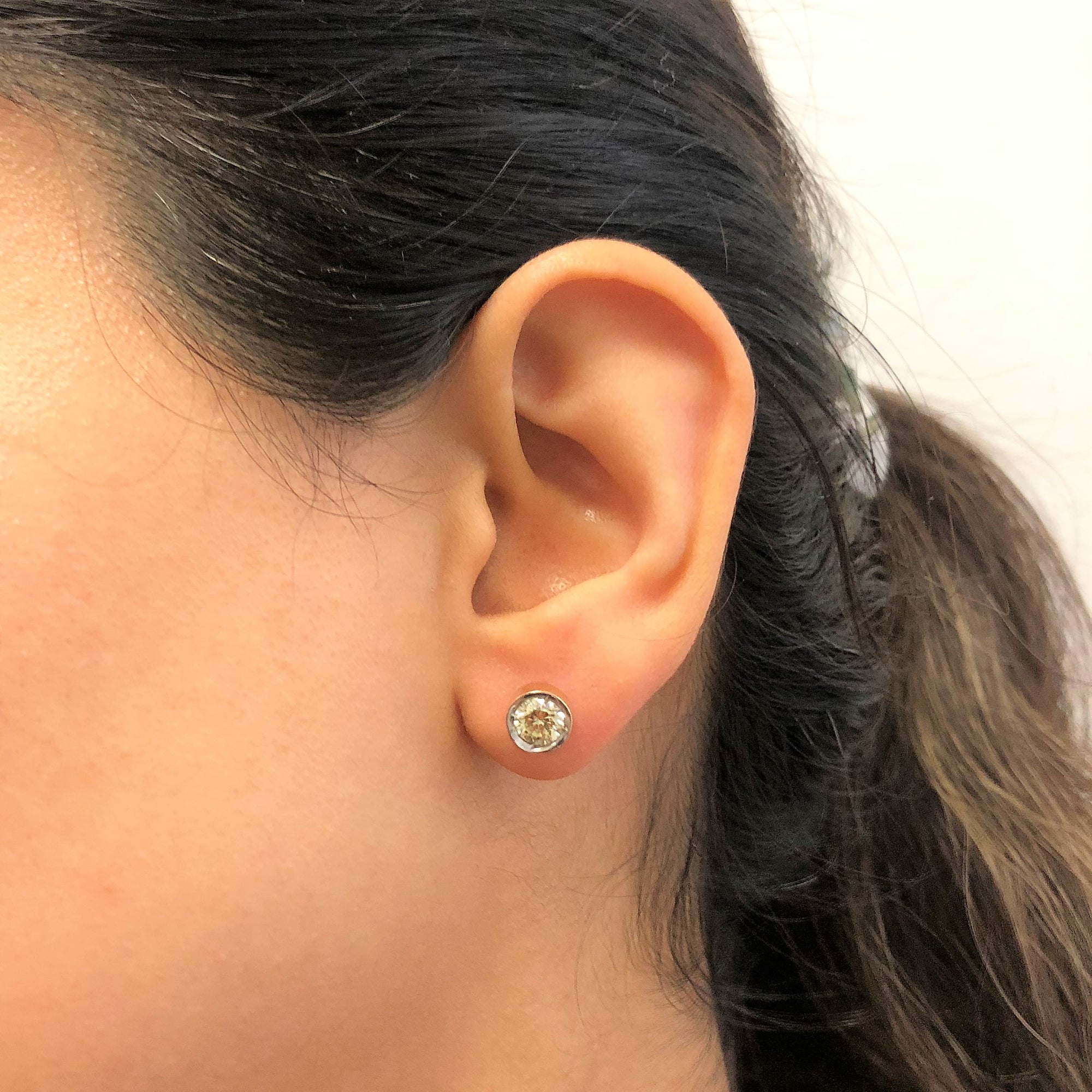 Bezel Set Diamond Stud Earrings | 1.50ctw |