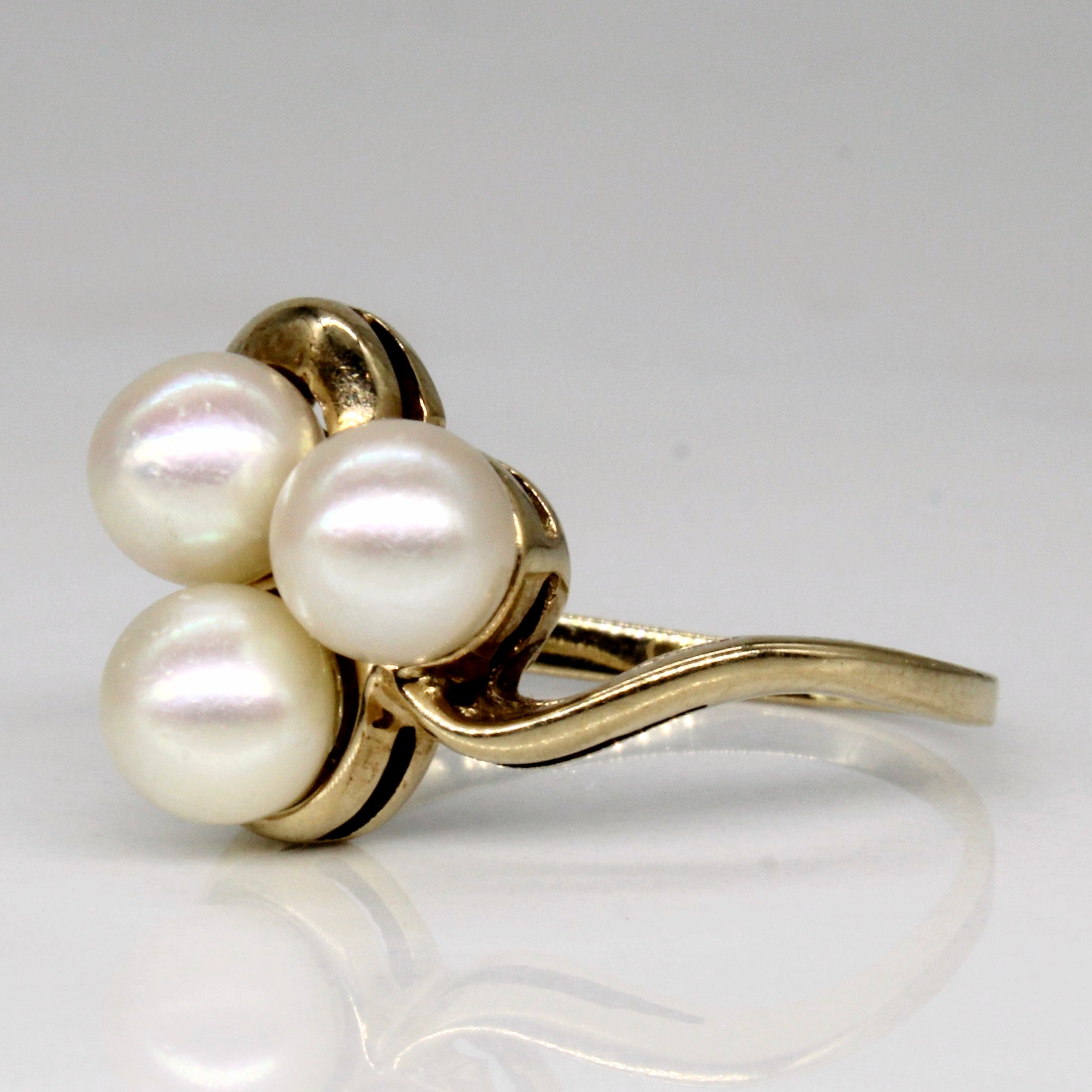 Three Stone Pearl Cluster Ring | SZ 6.75 |