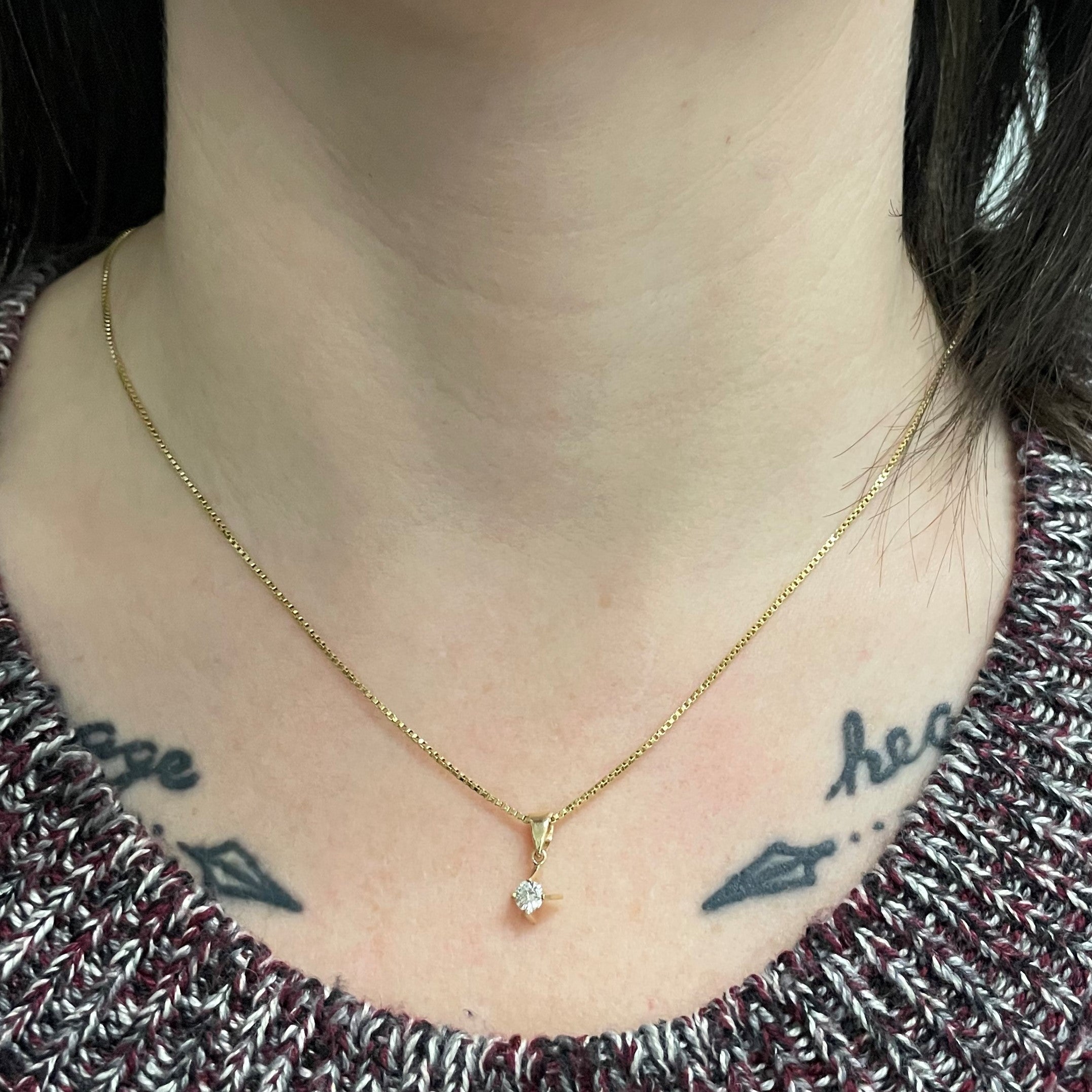 East West Solitaire Diamond Necklace | 0.19ct | 18" |