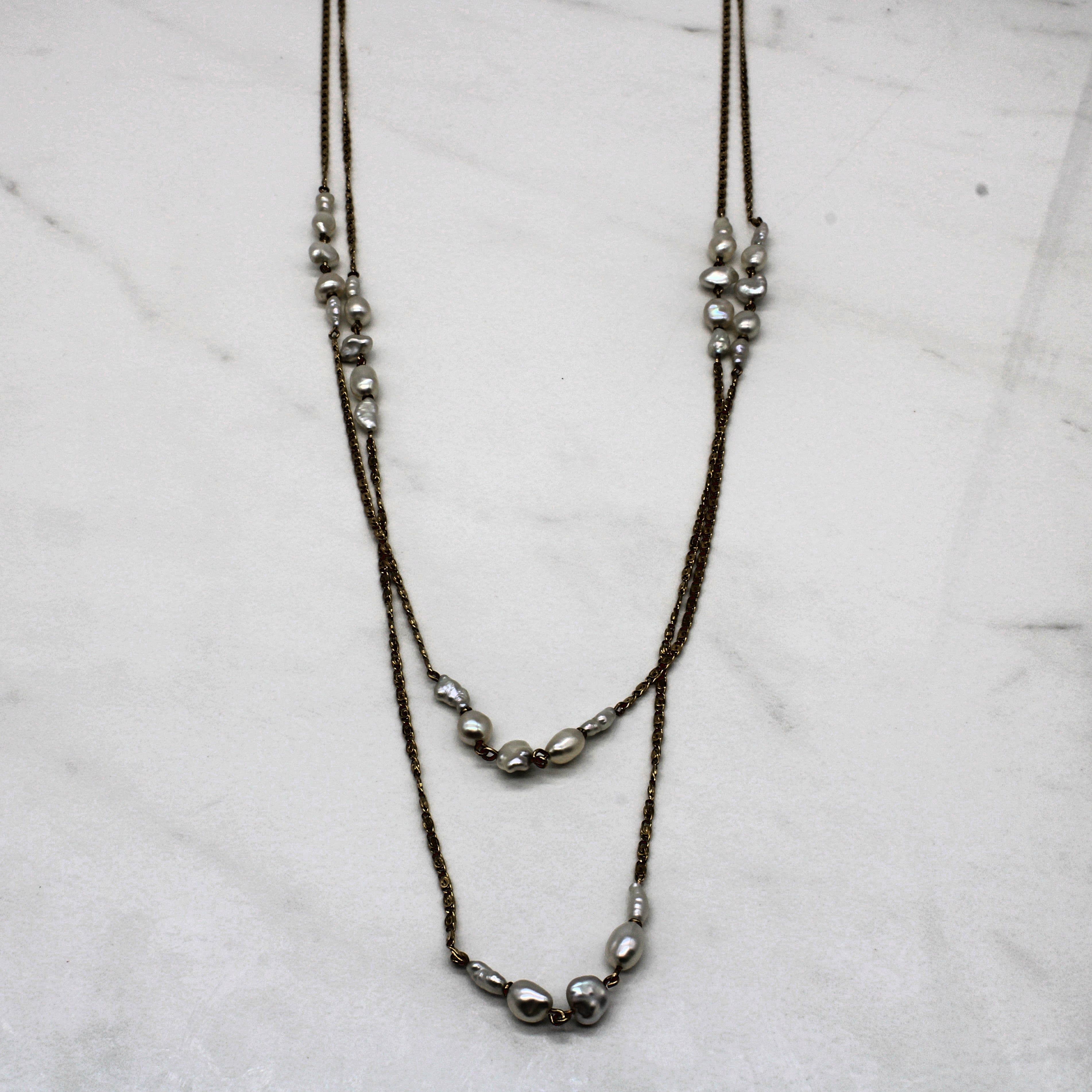 Baroque Pearl Cluster Tiered Necklace | 32" |