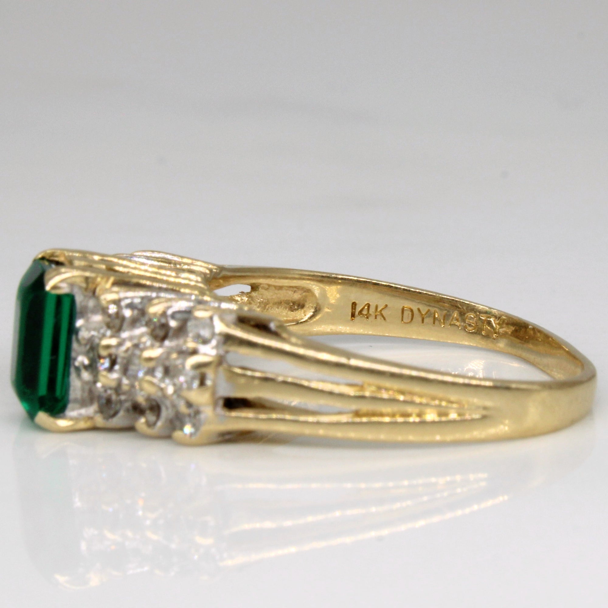 Synthetic Emerald & Diamond Ring | 0.90ct, 0.21ctw | SZ 7.75 |