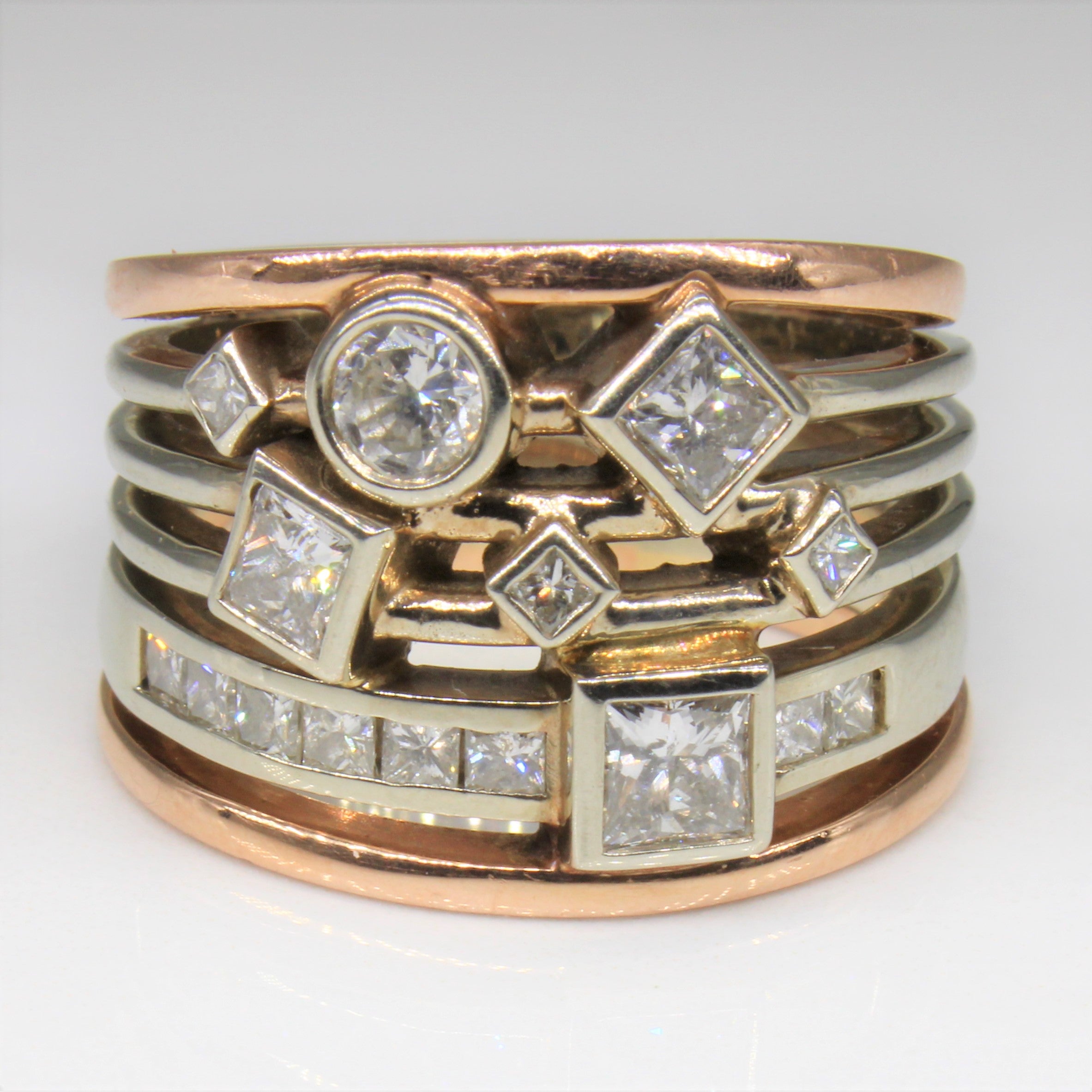 Bezel Set Diamond Cocktail Ring | 1.53ctw | SZ 8.5 |