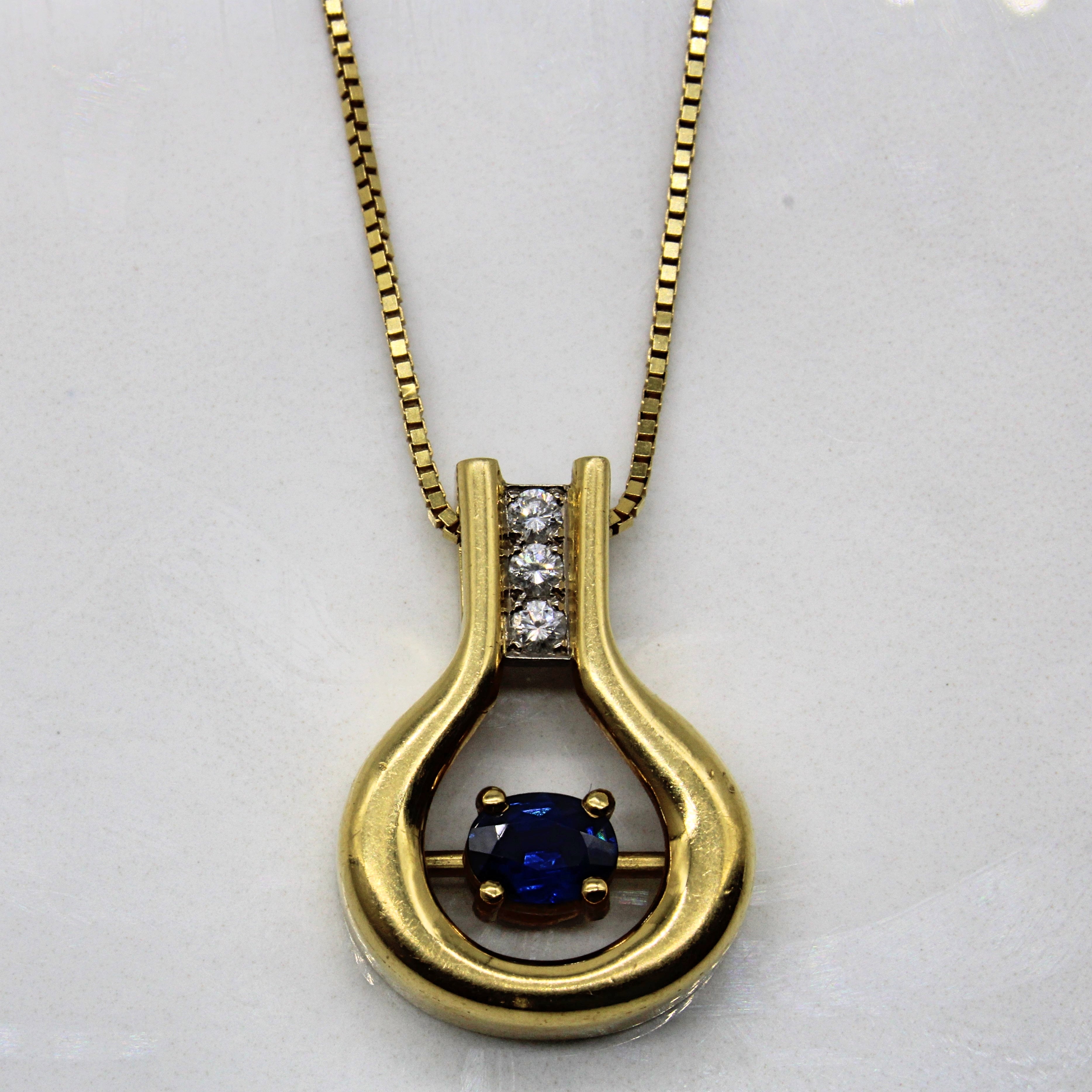Sapphire & Diamond Necklace | 0.40ct, 0.09ctw | 19" |
