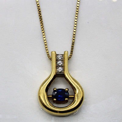 Sapphire & Diamond Necklace | 0.40ct, 0.09ctw | 19