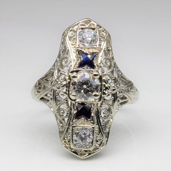 Art Deco Diamond & French Cut Sapphire Ring | 0.50ctw, 0.16ctw | SZ 5 |