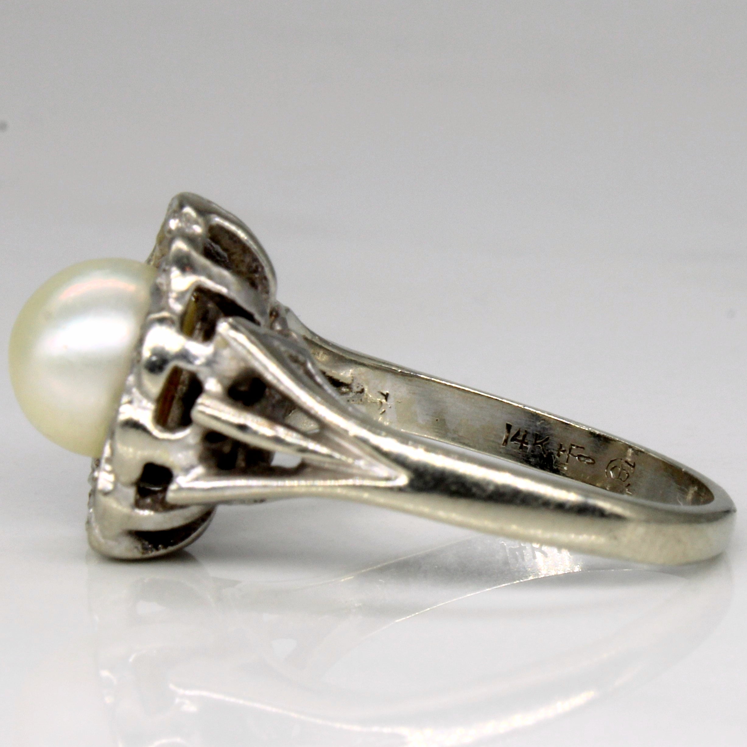 Pearl & Diamond Cocktail Ring | 0.06ctw | SZ 6.5 |