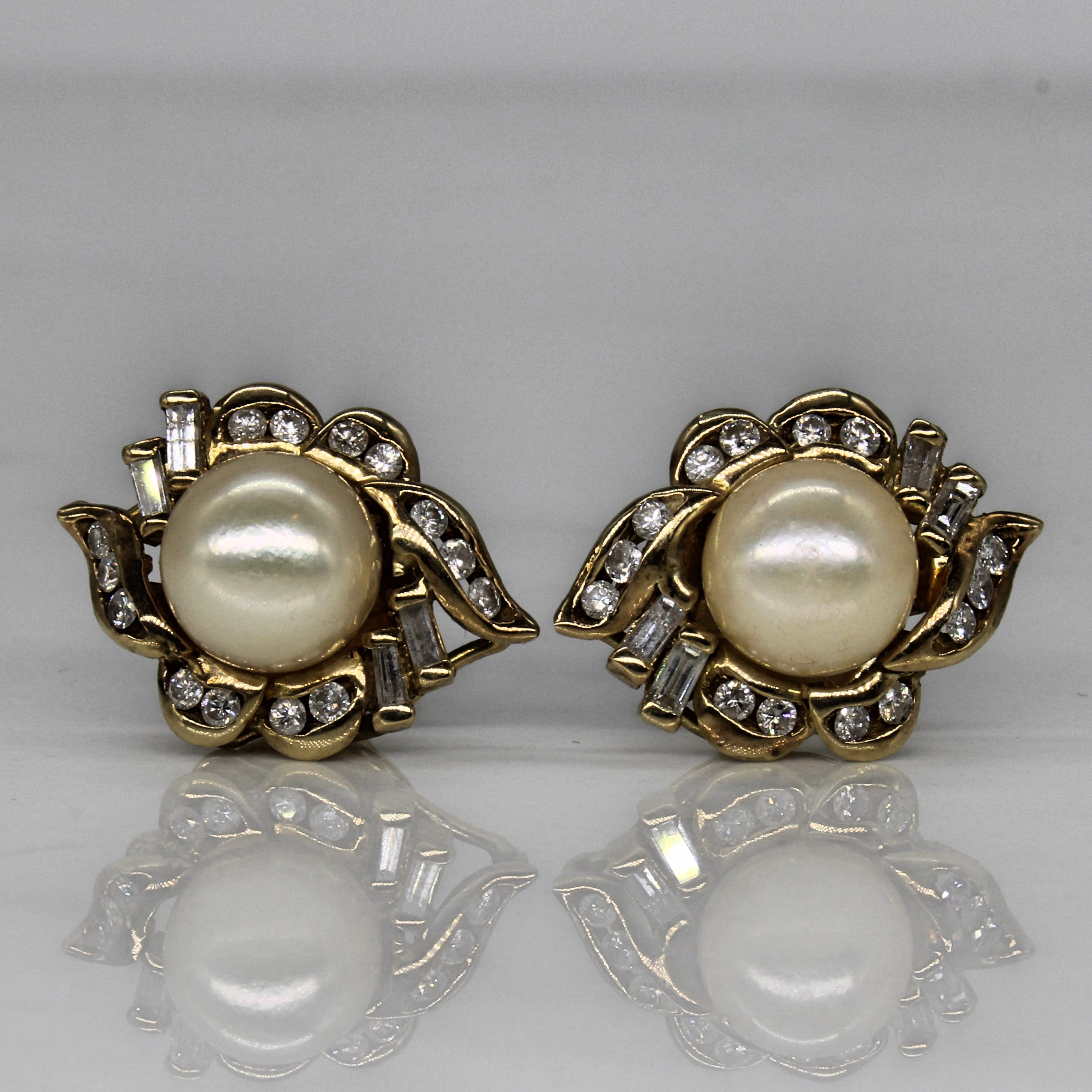 Pearl & Diamond Earrings | 0.80ctw |