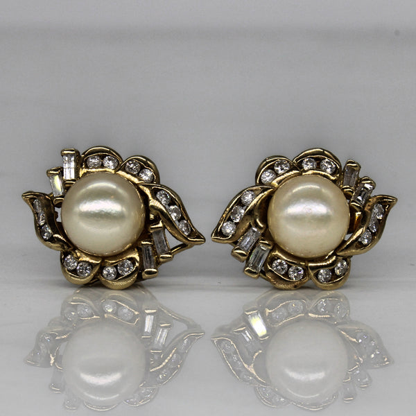 Pearl & Diamond Earrings | 0.80ctw |