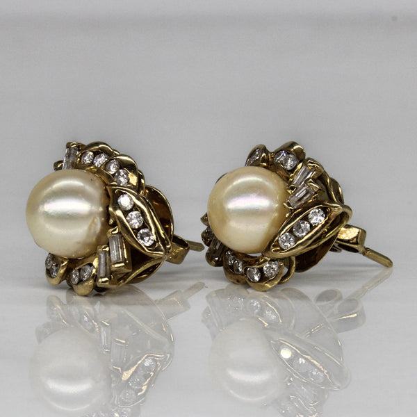 Pearl & Diamond Earrings | 0.80ctw |