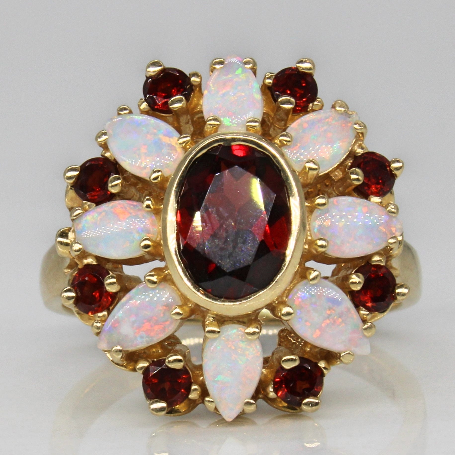 Garnet & Opal Cocktail Ring | 1.47ctw, 0.64ctw | SZ 8.25 |